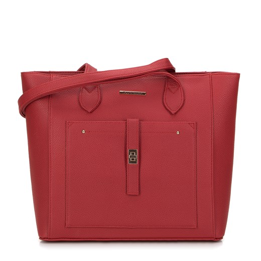 Torebka shopperka klasyczna z kieszenią z przodu czerwona ze sklepu WITTCHEN w kategorii Torby Shopper bag - zdjęcie 168835623