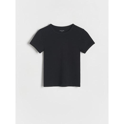 Reserved - Bawełniany t-shirt w prążki - czarny ze sklepu Reserved w kategorii Bluzki dziewczęce - zdjęcie 168835714