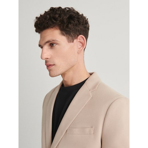 Reserved - Marynarka slim fit - beżowy Reserved L Reserved