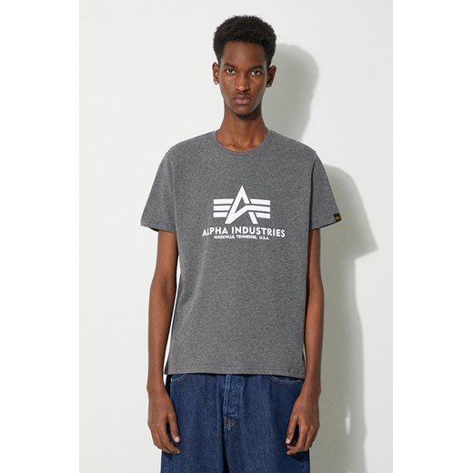 Alpha Industries t-shirt bawełniany męski kolor szary z nadrukiem ze sklepu PRM w kategorii T-shirty męskie - zdjęcie 168836773