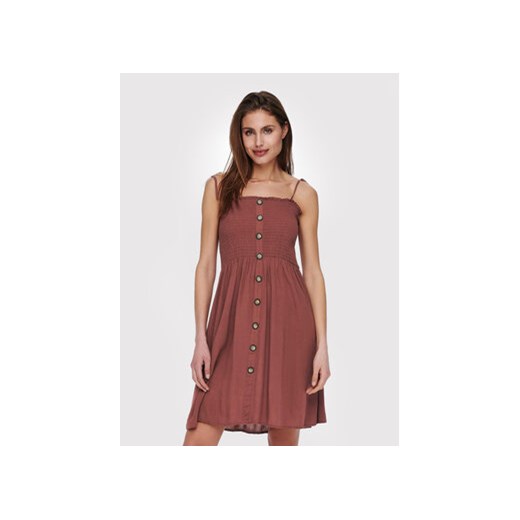 ONLY Sukienka letnia Annika 15193884 Brązowy Slim Fit ze sklepu MODIVO w kategorii Sukienki - zdjęcie 168839381