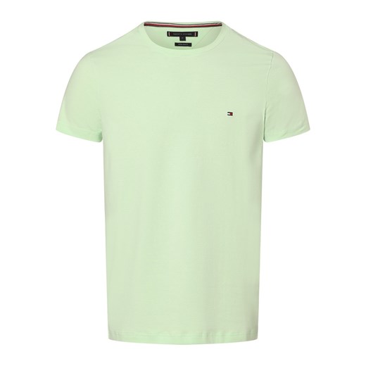 Tommy Hilfiger T-shirt męski Mężczyźni Dżersej seledynowy jednolity ze sklepu vangraaf w kategorii T-shirty męskie - zdjęcie 168840650