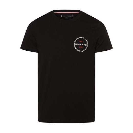 Tommy Hilfiger Koszulka męska Mężczyźni Bawełna czarny jednolity ze sklepu vangraaf w kategorii T-shirty męskie - zdjęcie 168840654