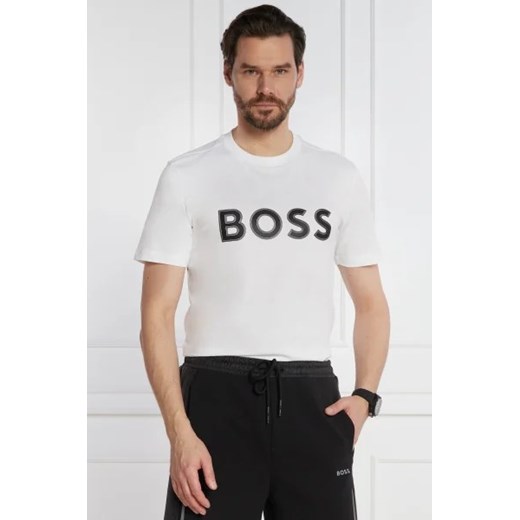 T-shirt męski BOSS HUGO biały z krótkimi rękawami 