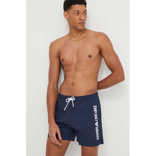 Emporio Armani Underwear szorty kąpielowe kolor granatowy 211740 4R422 ze sklepu ANSWEAR.com w kategorii Kąpielówki - zdjęcie 168857652