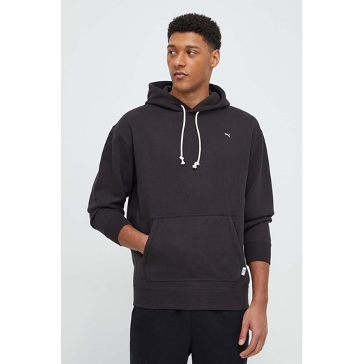 Puma bluza bawełniana MMQ męska kolor czarny z kapturem melanżowa 624011 ze sklepu ANSWEAR.com w kategorii Bluzy męskie - zdjęcie 168857784