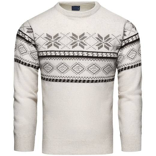 Sweter męski norweski kremowy Recea ze sklepu Recea.pl w kategorii Swetry męskie - zdjęcie 168858232