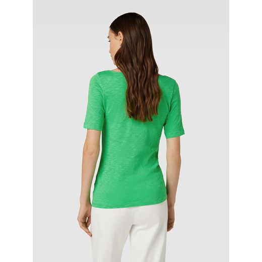 Bluzka damska zielona Marc O'Polo bawełniana wiosenna z krótkim rękawem z okrągłym dekoltem 