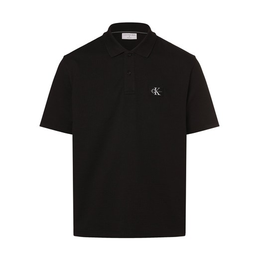Calvin Klein Jeans Męska koszulka polo Mężczyźni Bawełna czarny jednolity ze sklepu vangraaf w kategorii T-shirty męskie - zdjęcie 168928324