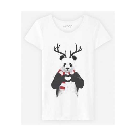WOOOP Koszulka &quot;Xmas Panda&quot; w kolorze białym ze sklepu Limango Polska w kategorii Bluzki damskie - zdjęcie 168928632