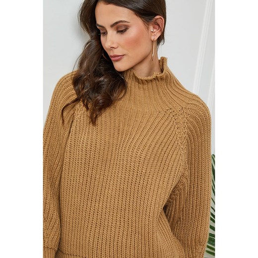 Sweter damski So Cachemire brązowy wełniany 