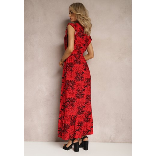 Sukienka Renee w serek elegancka na wiosnę z krótkim rękawem kopertowa maxi 