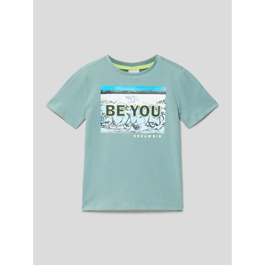 T-shirt z nadrukiem ze sloganem ze sklepu Peek&Cloppenburg  w kategorii T-shirty chłopięce - zdjęcie 168937070