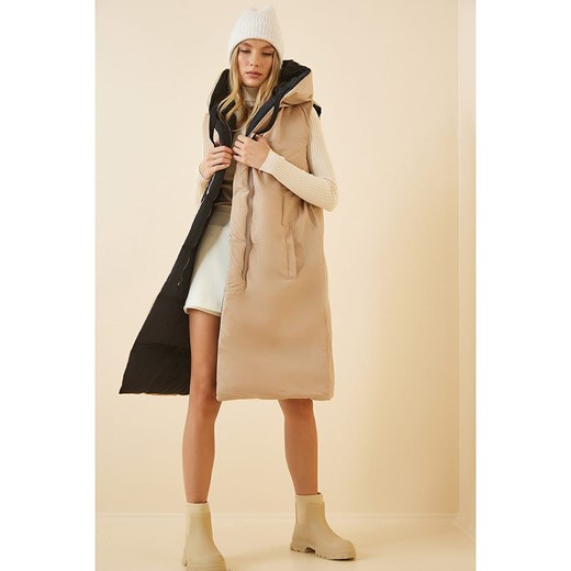 Happiness Istanbul Dwustronna kamizelka pikowana w kolorze czarno-beżowym Happiness Istanbul 40 okazja Limango Polska