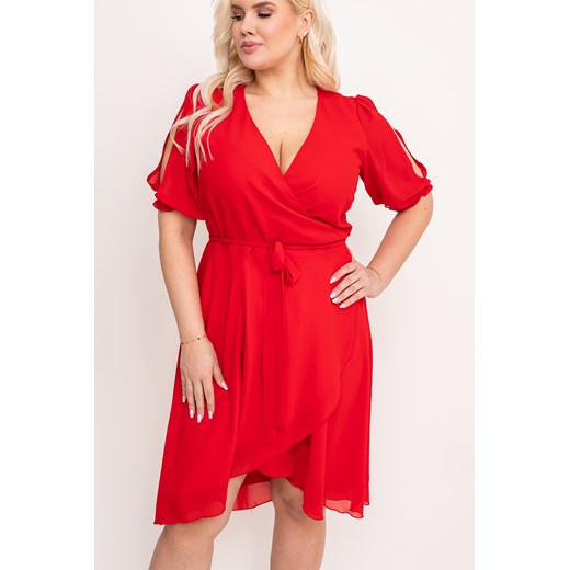 Czerwona Sukienka szyfonowa PEGIO ze sklepu TONO w kategorii Sukienki - zdjęcie 168938050