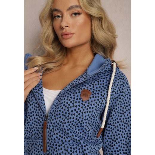 Niebieska Bluza w Serduszka z Kapturem i Polarem Wileir Renee L Renee odzież promocyjna cena