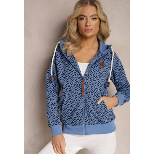 Niebieska Bluza w Serduszka z Kapturem i Polarem Wileir ze sklepu Renee odzież w kategorii Bluzy damskie - zdjęcie 168939562