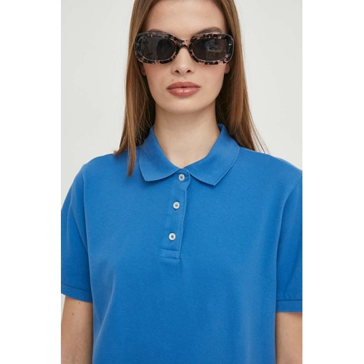 Bluzka damska United Colors Of Benetton z kołnierzykiem z krótkim rękawem 