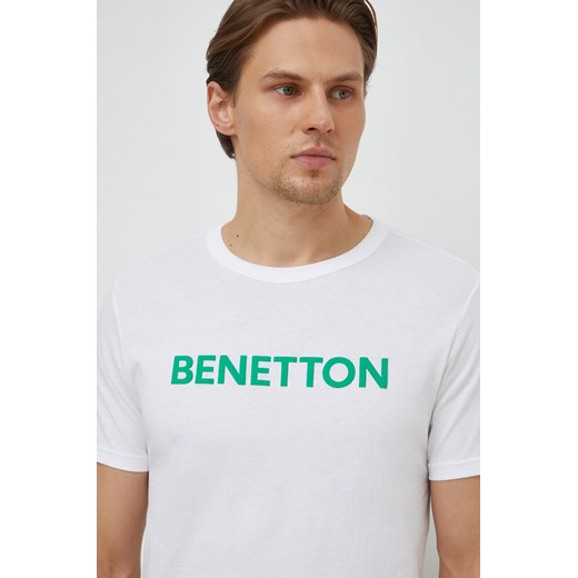United Colors of Benetton t-shirt bawełniany męski kolor biały z nadrukiem United Colors Of Benetton L ANSWEAR.com