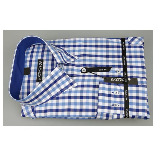KRZYSZTOF koszula XL 43-44 176/182 100% bawełna SLIM FIT krzysztof niebieski fit