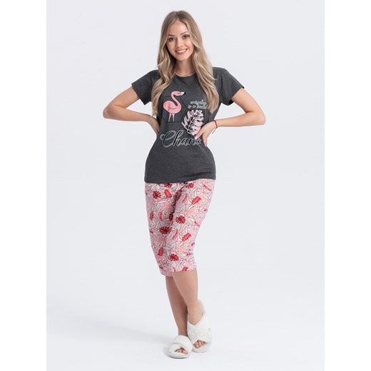 Piżama damska 114ULR - grafitowa/różowa ze sklepu Edoti w kategorii Piżamy damskie - zdjęcie 168957620