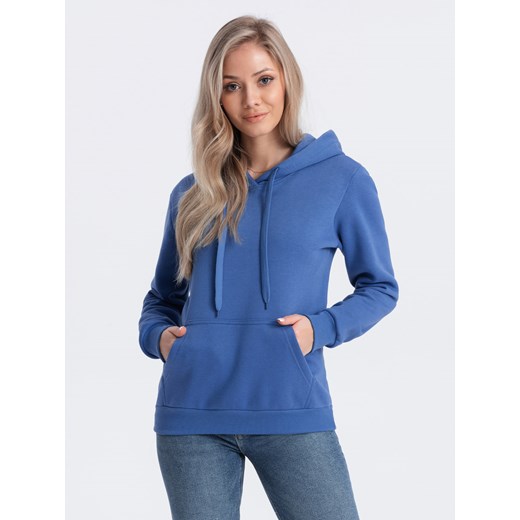 Bluza damska z kapturem 002TLR - niebieska ze sklepu Edoti w kategorii Bluzy damskie - zdjęcie 168957623