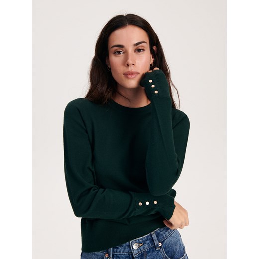 Reserved - Sweter z wiskozą - ciemnozielony Reserved M promocja Reserved