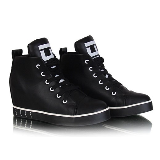 Modne czarne botki sneakersy /G5-3 W66 pn4x0/ pantofelek24 czarny Botki