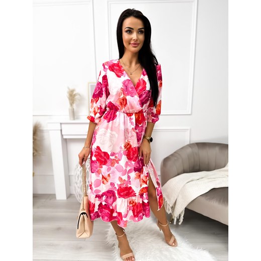 Sukienka Modnakiecka.pl w serek rozkloszowana midi 