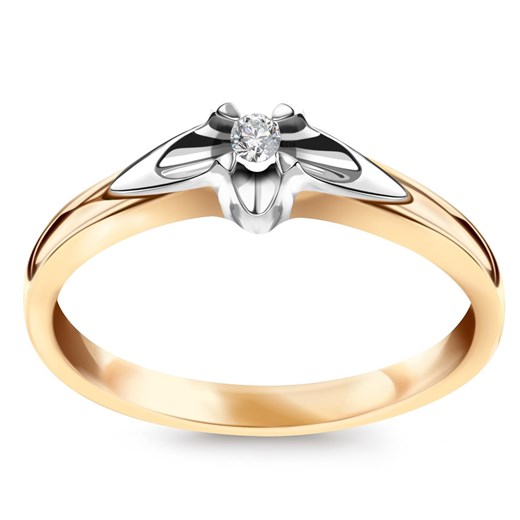 Pierścionek z dwukolorowego złota z diamentem - Amore ze sklepu YES.pl w kategorii Pierścionki - zdjęcie 168962062