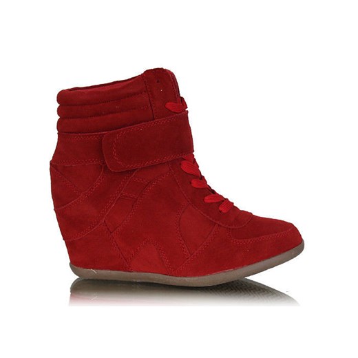 Czerwone koturny sneakersy /G1-3 W83 tpa1149/ pantofelek24 czerwony Botki