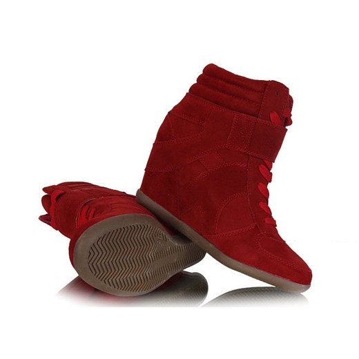 Czerwone koturny sneakersy /G1-3 W83 tpa1149/ pantofelek24 brazowy na rzepy