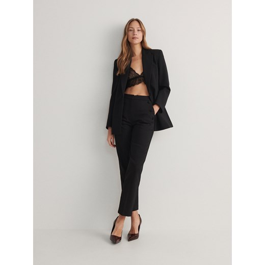 Reserved - Spodnie w kant z bawełną - czarny ze sklepu Reserved w kategorii Spodnie damskie - zdjęcie 168962432