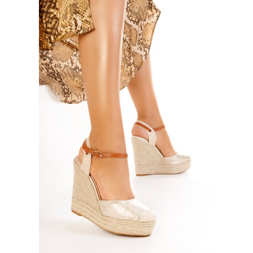 Złote sandały espadryle Benisa V2 ze sklepu Zapatos w kategorii Espadryle damskie - zdjęcie 168962630