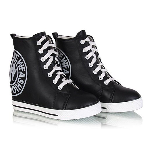 Czarne trampki sneakersy /G11-1 W65 tp3/ pantofelek24 czarny dopasowane