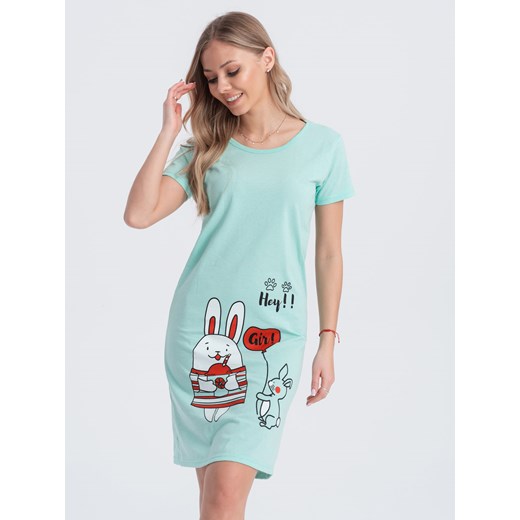 Piżama damska koszula nocna 200ULR - miętowa ze sklepu Edoti w kategorii Piżamy damskie - zdjęcie 168971921