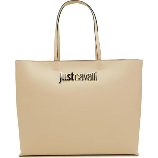 Just Cavalli shopper bag na ramię bez dodatków duża ze skóry ekologicznej 