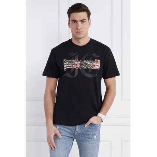 T-shirt męski Just Cavalli bawełniany z nadrukami z krótkim rękawem 