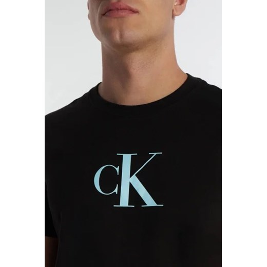T-shirt męski czarny Calvin Klein z bawełny młodzieżowy z krótkim rękawem 