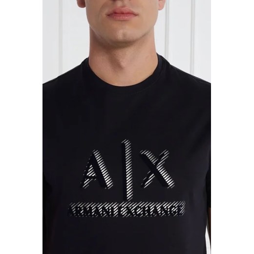 T-shirt męski czarny Armani Exchange z bawełny z krótkim rękawem