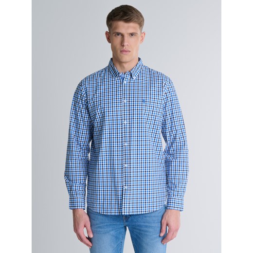 Koszula męska w drobną kratę niebieska Mowerin 401 ze sklepu Big Star w kategorii Koszule męskie - zdjęcie 168974643