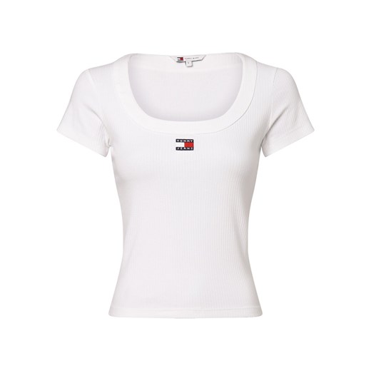 Tommy Jeans Koszulka damska Kobiety Bawełna biały jednolity ze sklepu vangraaf w kategorii Bluzki damskie - zdjęcie 168975173