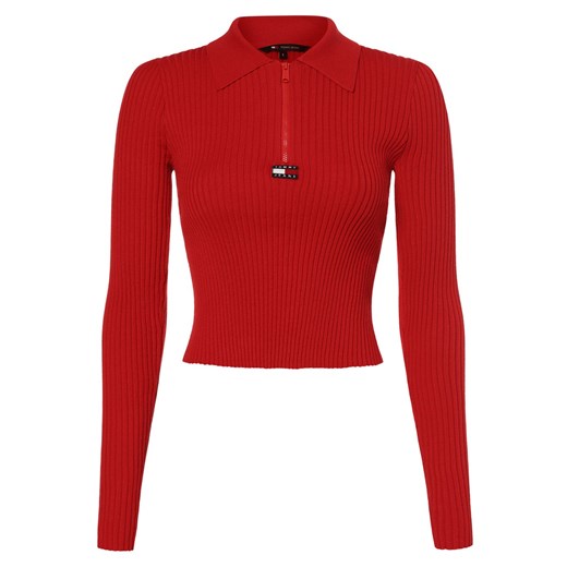 Tommy Jeans Sweter damski z dzianiny Kobiety Sztuczne włókno czerwony jednolity ze sklepu vangraaf w kategorii Swetry damskie - zdjęcie 168975183