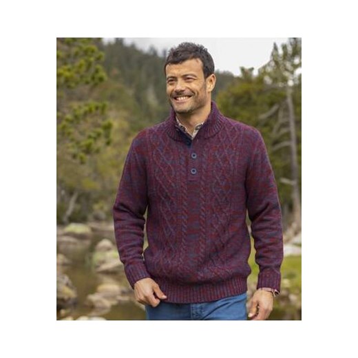 Trykotowy sweter z warkoczami i wykładanym kołnierzem Atlas For Men L Atlas For Men okazja