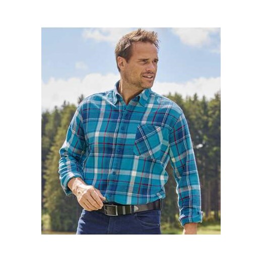 Flanelowa, niebieska koszula w kratę ze sklepu Atlas For Men w kategorii Koszule męskie - zdjęcie 168977930