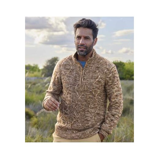 Trykotowy, melanżowy sweter z wykładanym kołnierzem Atlas For Men L okazja Atlas For Men