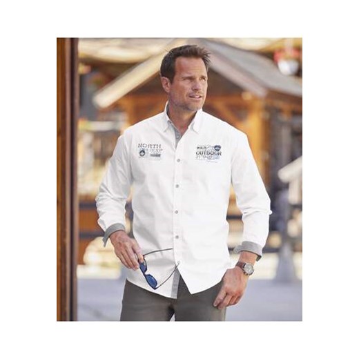 Biała, popelinowa koszula poszukiwacza przygód ze sklepu Atlas For Men w kategorii Koszule męskie - zdjęcie 168978044