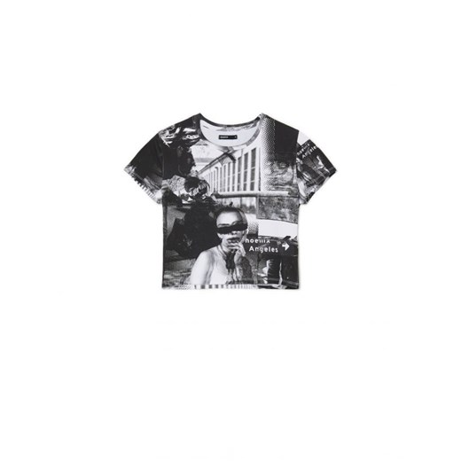 Cropp - Krótka koszulka z nadrukiem - czarny ze sklepu Cropp w kategorii Bluzki damskie - zdjęcie 168979170