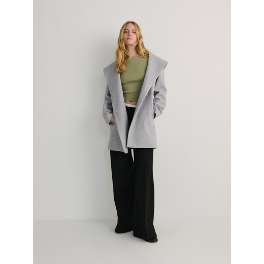 Reserved - Płaszcz z kapturem - jasnoszary ze sklepu Reserved w kategorii Płaszcze damskie - zdjęcie 168980464