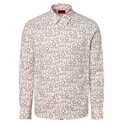 HUGO Koszula męska Mężczyźni Regular Fit Bawełna biały wzorzysty ze sklepu vangraaf w kategorii Koszule męskie - zdjęcie 168980622